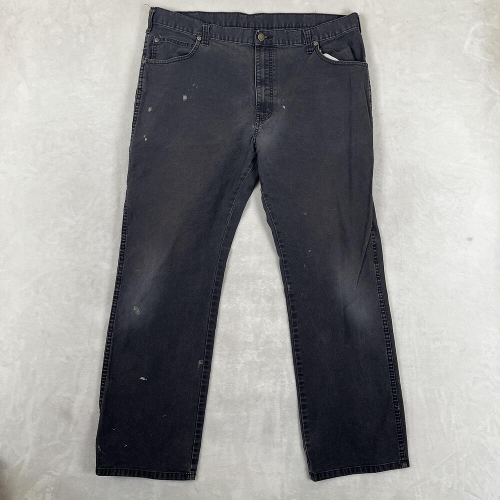 Dickies Carpenter Jeans Mens 38x32 Black Relaxed Straight Work Denim Faded Wash